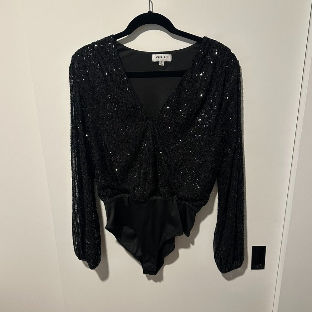 Black Sequin Body Suit- size L